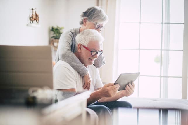 a senior couple spending time together at home