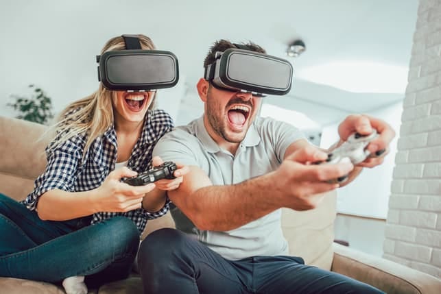 a couple playing video games together