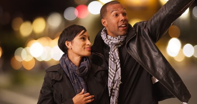 a modern black couple on a date